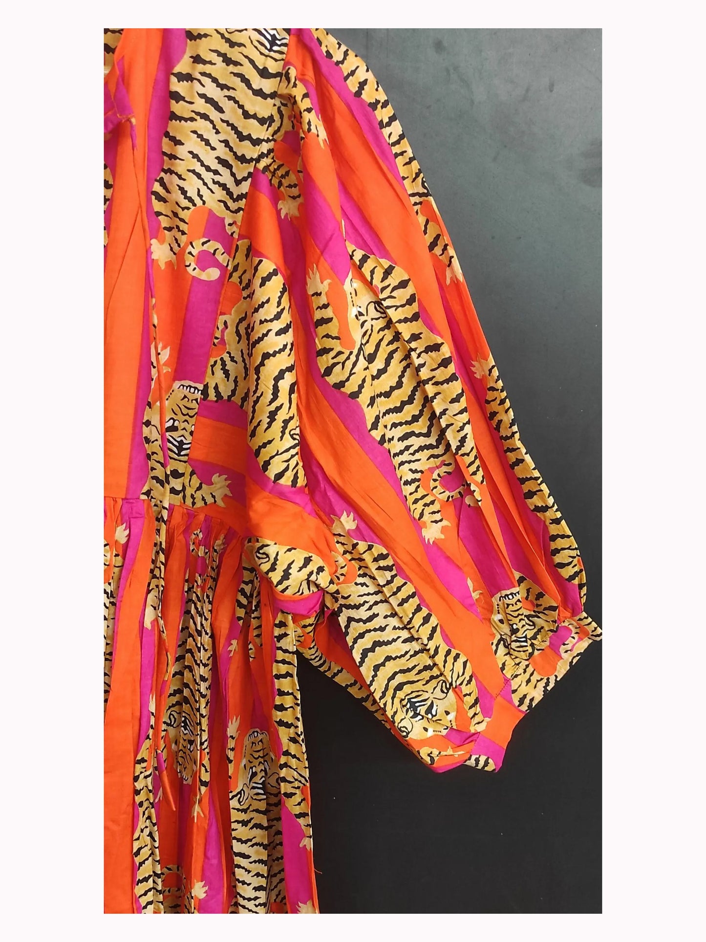 Orange Stripes Tiger Midi Dress, Mini Dress