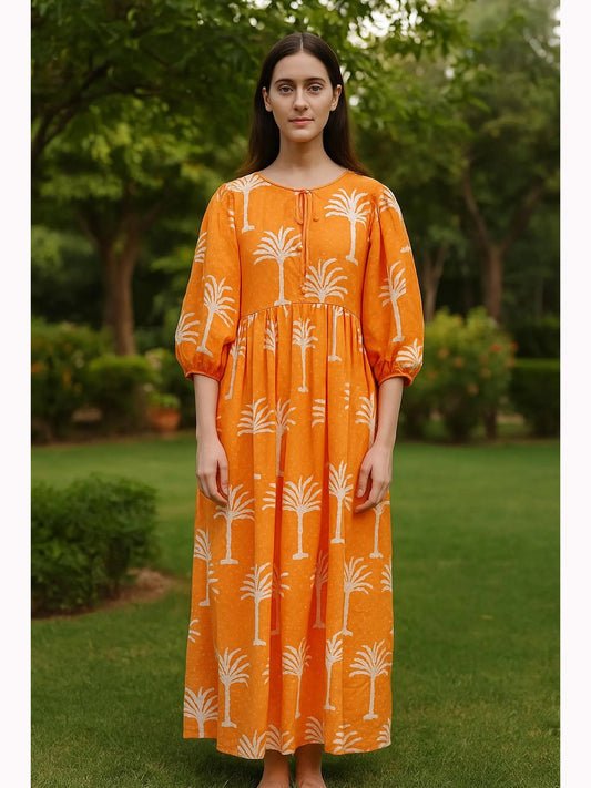 Indian Cotton Hand block Print Dress for Women
