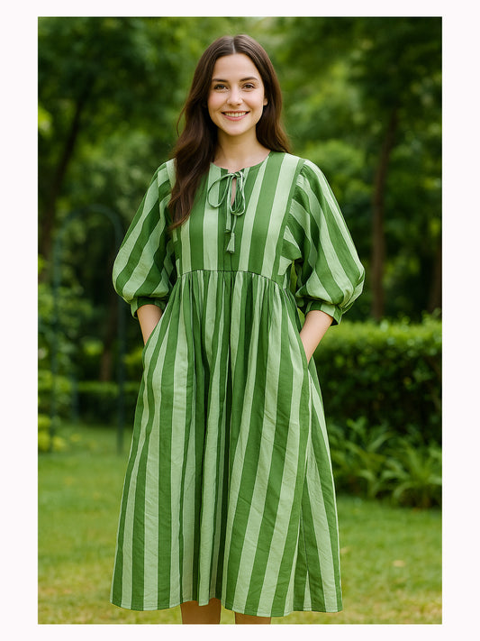 Striped Print Midi Dress, Mini Dress