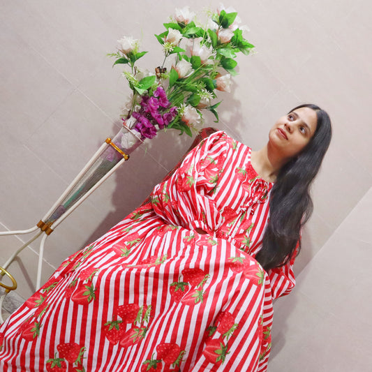 Indian Midi Dress, Mini Dress, Fruit Long  Dress