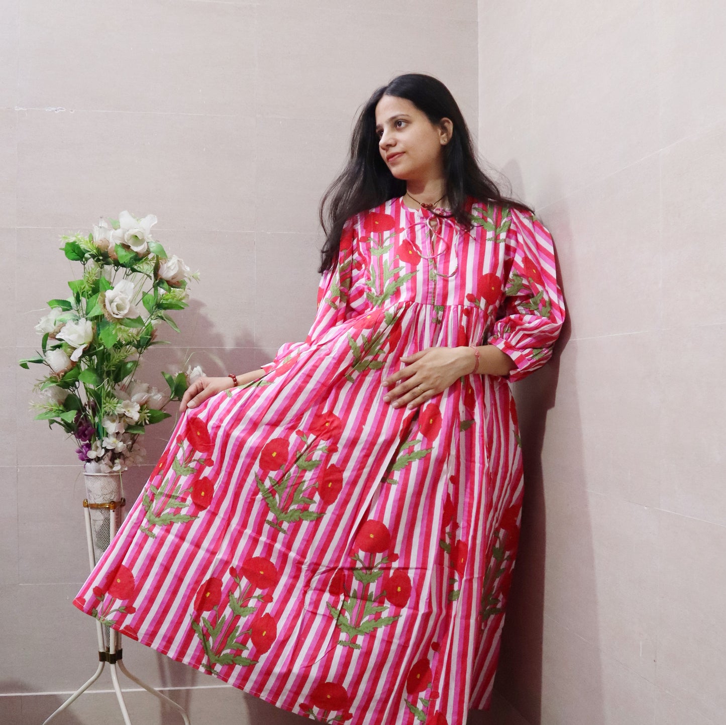 Indian Midi Dress, Mini Dress, Floral Long Dress