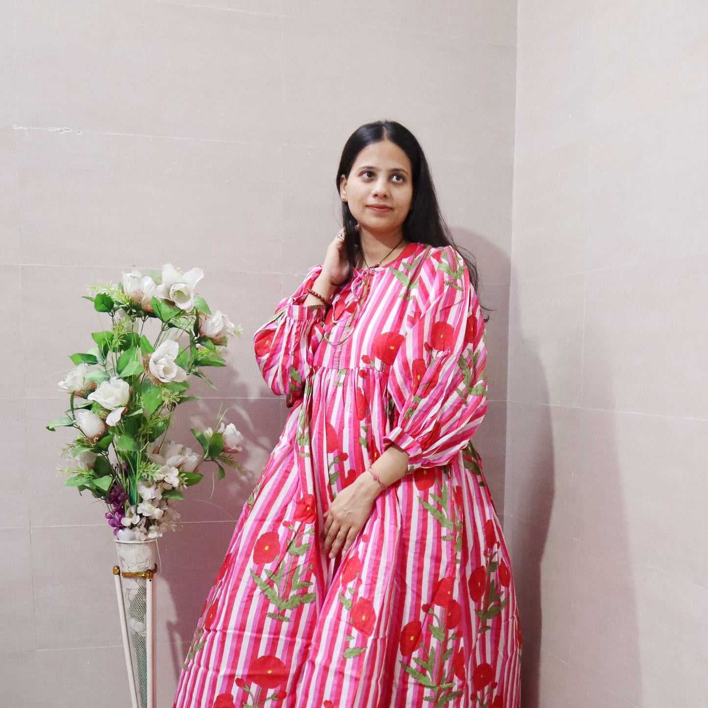 Indian Midi Dress, Mini Dress, Floral Long Dress