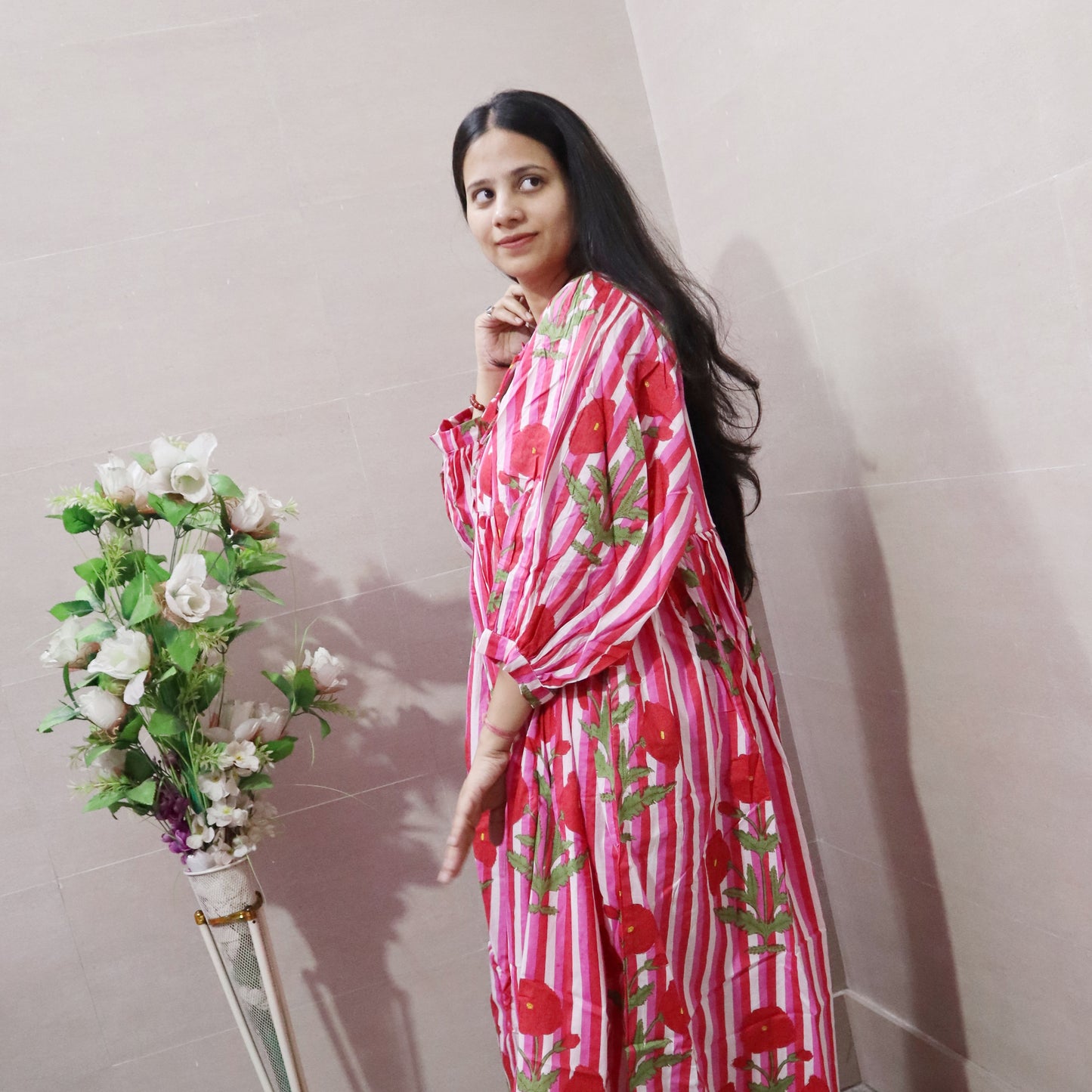 Indian Midi Dress, Mini Dress, Floral Long Dress